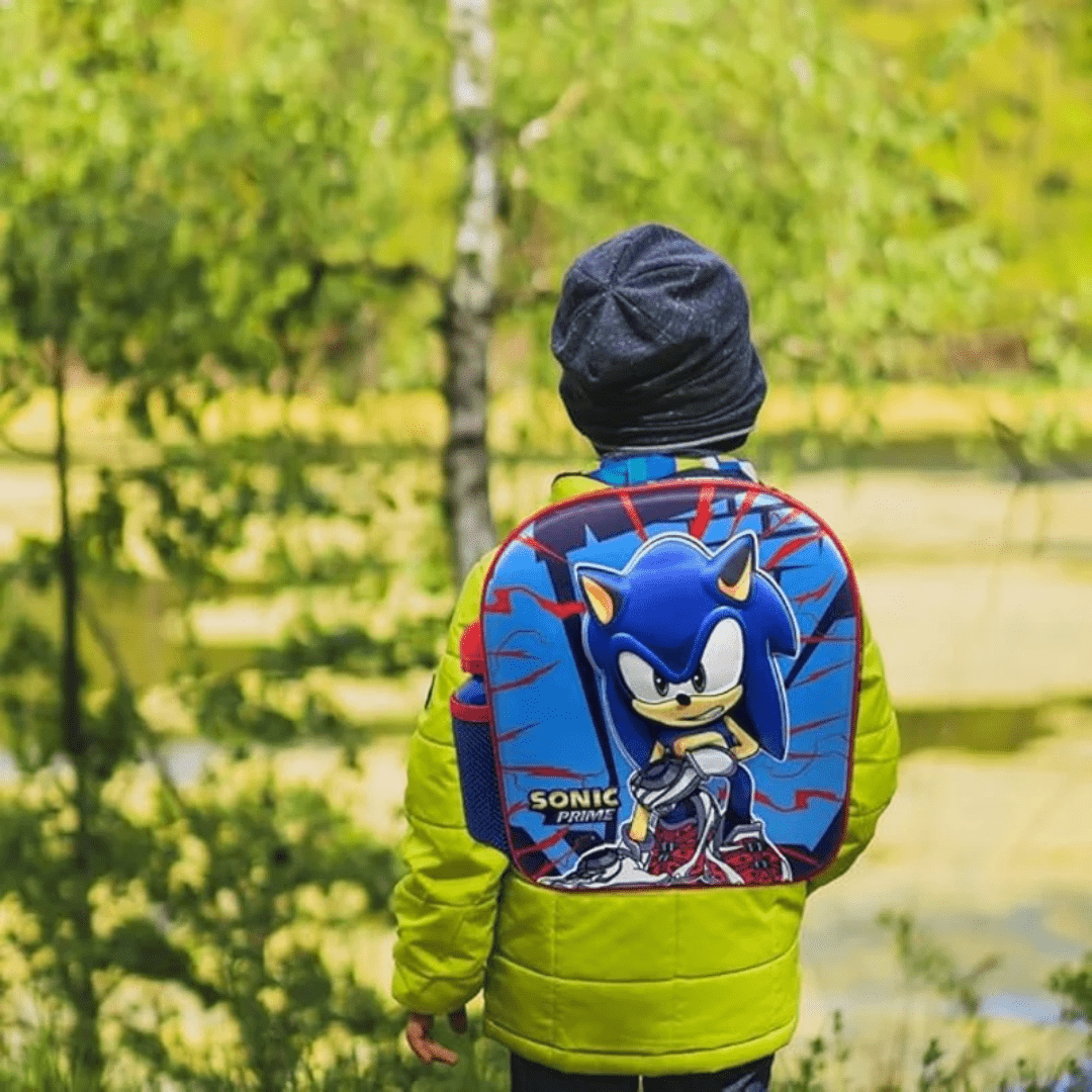SONIC - Zaino 3D Bambino per Scuola e Asilo Tempo Libero - Design Pratico e Capiente con sacca per borraccia