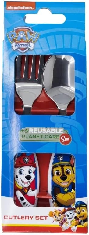 Set di 2 posate bambini in acciaio inox composto da forchetta e cucchiaio di Paw Patrol