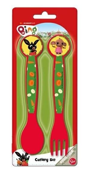 Set Posate Bambini in Plastica Alimentare senza BPA - Forchetta e Cucchiaio Made in Spain (Bing)