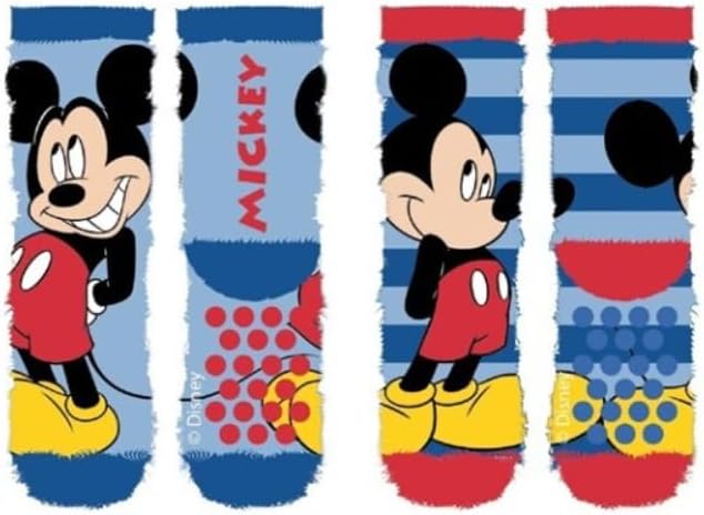 2 paia Calzini antiscivolo ufficiali bambino calze anti scivolo MICKEY MOUSE Taglia 27-30