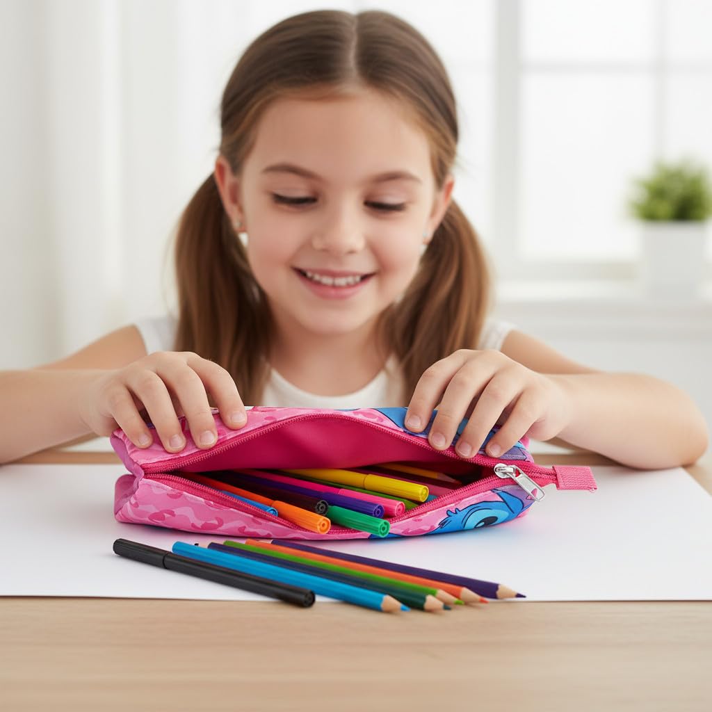 Portapenne Astuccio Triplo Borsellino Scuola e Asilo per Bambini e Ragazzi 22x12cm