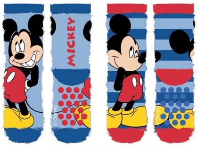 2 paia Calzini antiscivolo ufficiali bambino calze anti scivolo MICKEY MOUSE Numero, 23-26