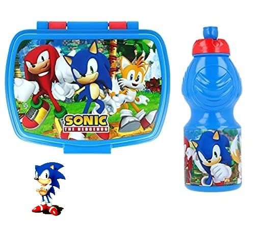 Set Pranzo Scuola 2 Pezzi Portamerenda e Borraccia in Plastica Bambini Bambino Merenda Launch Box - BPA Free SONIC