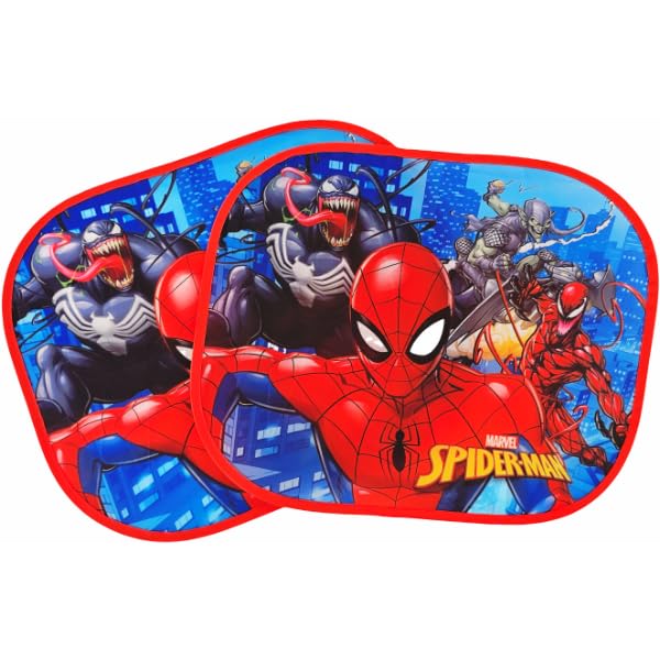 Coppia di Tendine Laterali Parasole Auto Bambini con Ventose (SPIDERMAN)