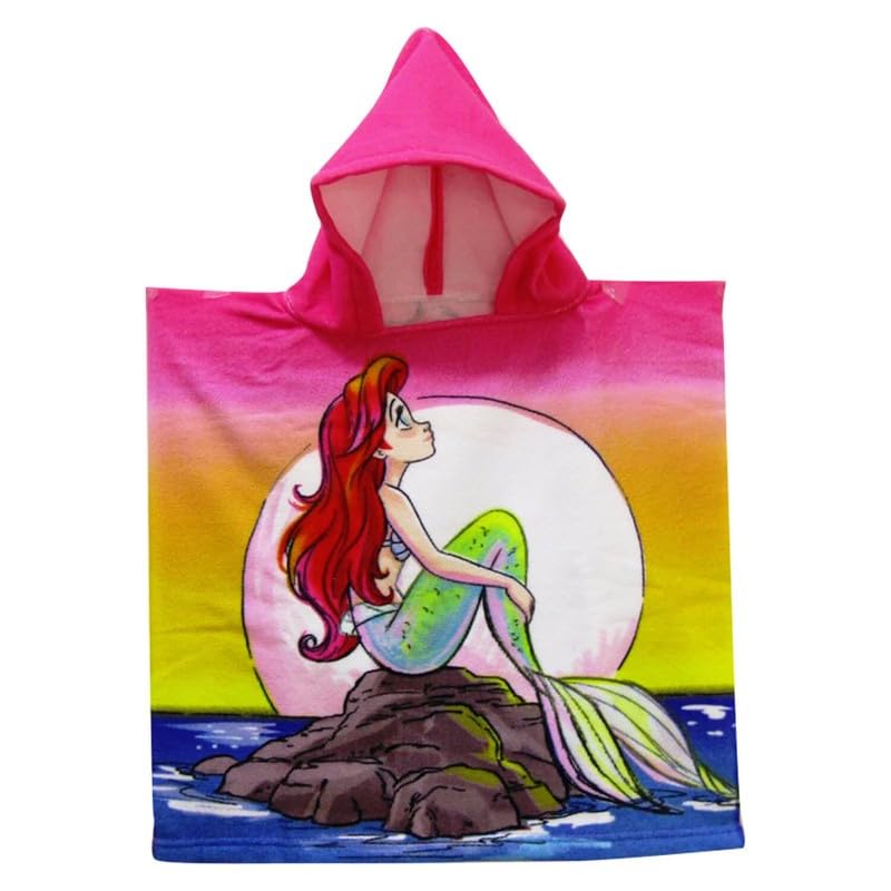 Poncho con cappuccio Asciugamano da spiaggia Mare e piscina Accappatoio in microfibra 55X90 cm asciugatura rapida, ultra morbido (ARIEL SIRENETTA)