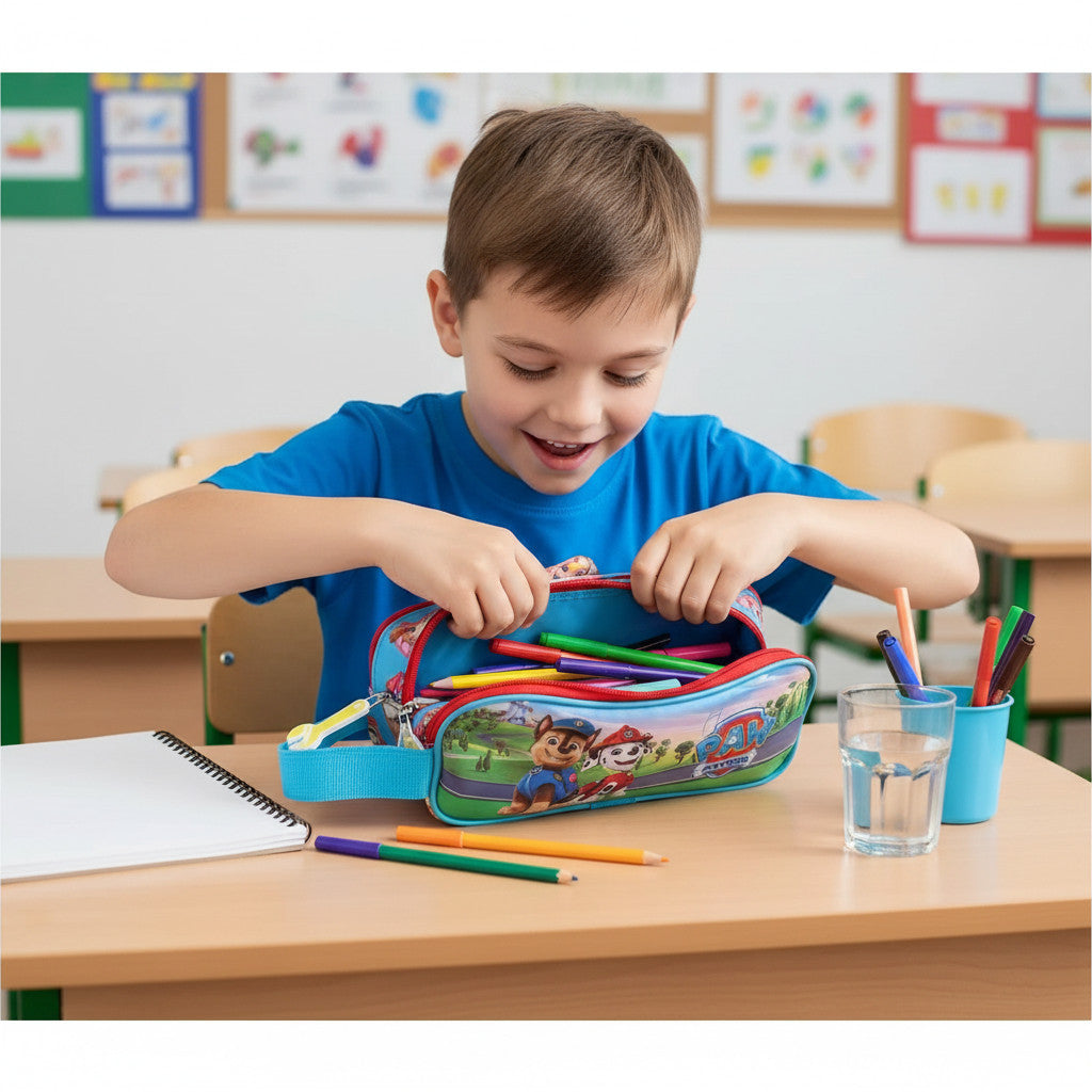 Portapenne Astuccio Doppio scomparto Borsellino Scuola e Asilo per Bambini 22x9x8cm Cuccioli