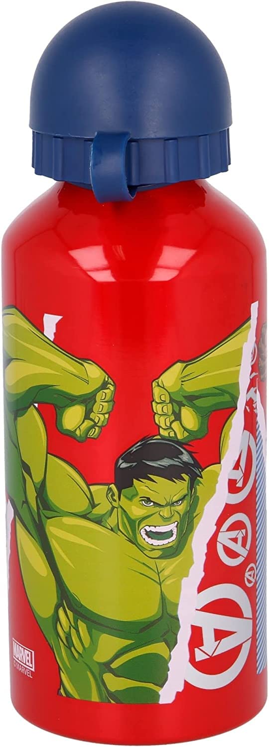 ILS I LOVE SHOPPING Borraccia Scuola Bottiglia Sport in Alluminio Bambini 400ml con beccuccio retraibile (Avengers Hulk)