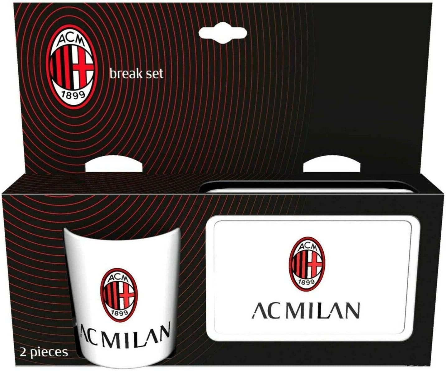 Set Regalo Portamerenda + Tazza in confezione regalo Tifoso Senza BPA Ragazzi Prodotto Ufficiale (Milan)