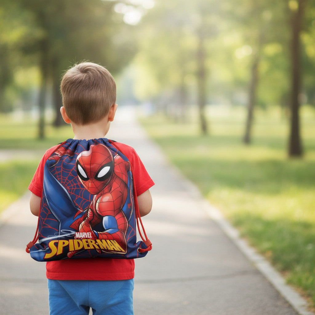 Sacca Sportiva per Bambino, Borsa Zaino per Asilo, Palestra, Piscina, Viaggio, Portascarpe SPIDER