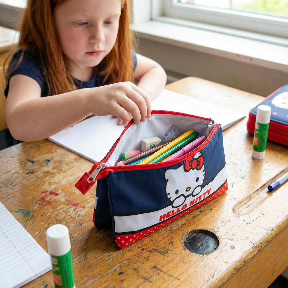 Portapenne Astuccio Triplo Borsellino Scuola e Asilo per Bambini e Ragazzi 22x12cm