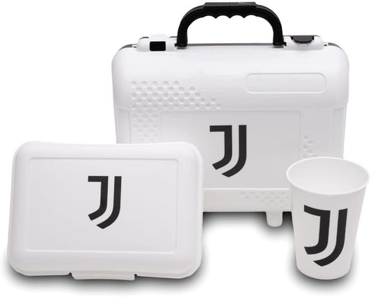 Valigetta con Maniglia + portamerenda e Bicchiere Juventus - Prodotto Originale - Made in Italy - Lavabile Il lavastoviglie