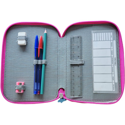 Portapenne Astuccio Triplo Borsellino Scuola e Asilo per Bambini e Ragazzi GABBY