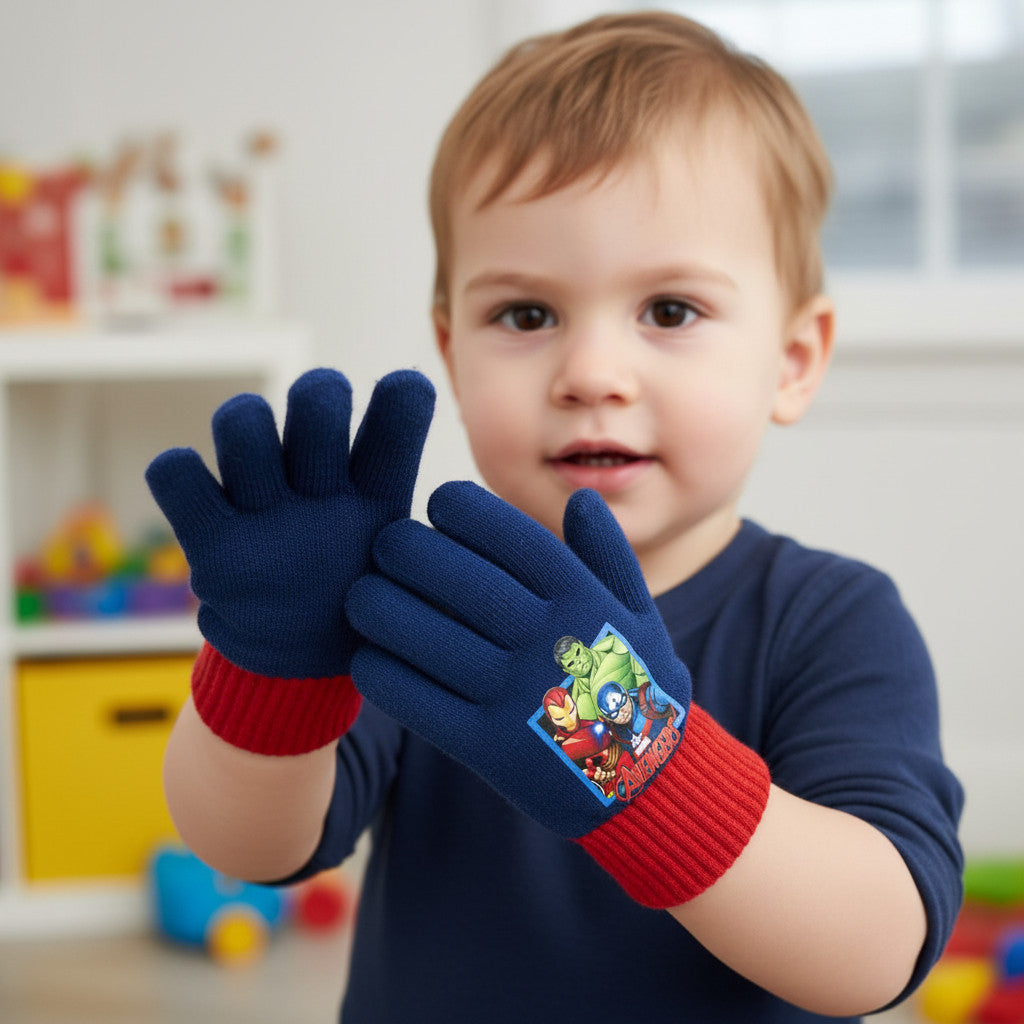Guanti Avengers Bambini Invernali Taglia Unica Rossi 8