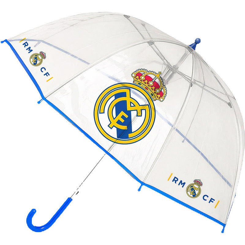 Ombrello Trasparente Real Madrid Bambini Campana Blu e Bianco
