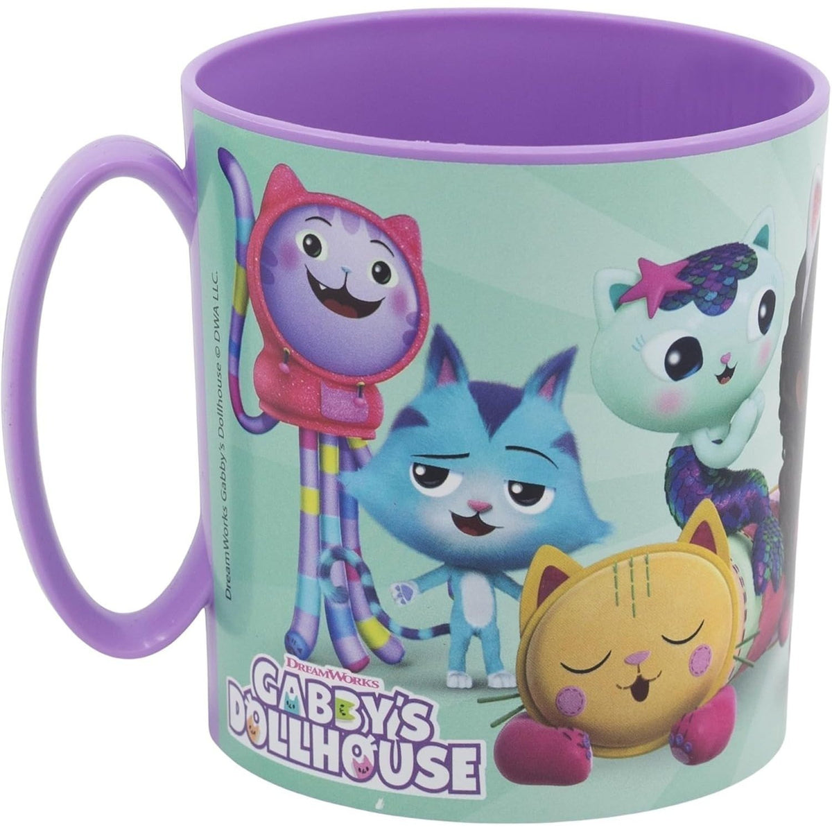 Tazza Bicchiere in plastica 350ml per Microonde con manico Bambini colazione GABBY