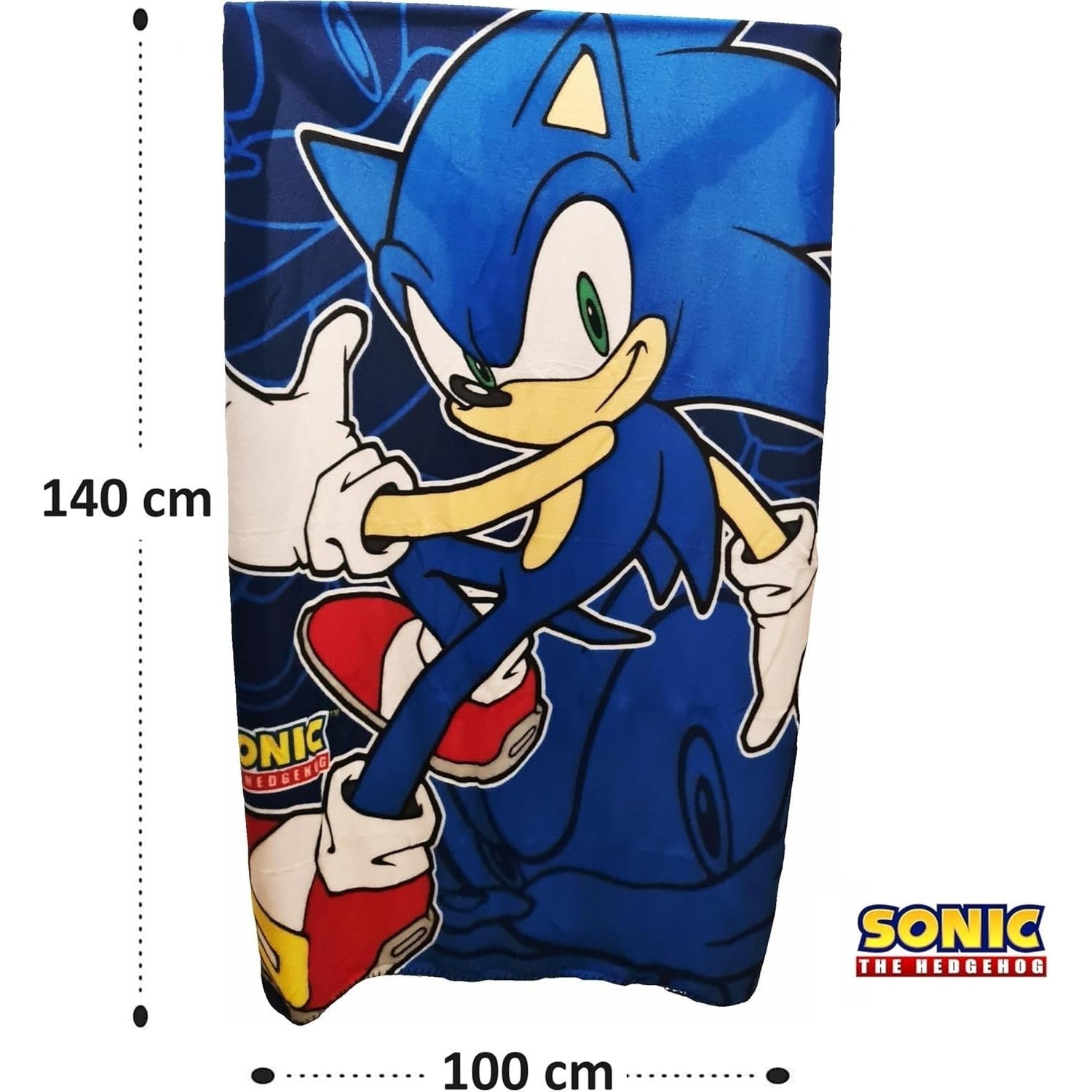 SONIC - Coperta Ufficiale Plaid Morbida e Calda 100x140cm per Bambini Pile con stampa Idea Regalo