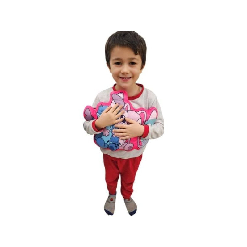 STITCH - Cuscino 3D ufficiale a forma di personaggio Sagomato, 31 cm x 33 cm, peluche lavabile, decorazione e relax