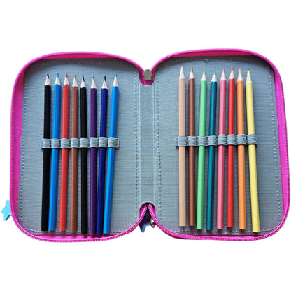 Portapenne Astuccio Triplo Borsellino Scuola e Asilo per Bambini e Ragazzi GABBY