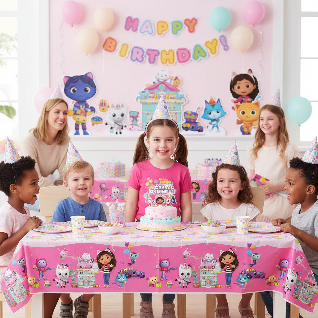 Tovaglia decorazione per compleanno dei bambini e feste a tema, Rettangolare, 120 cm x 180 cm, lavabile GABBY