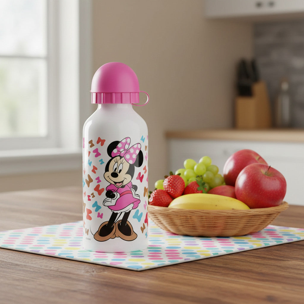 MINNIE MOUSE - Borraccia ufficiale Scuola Bottiglia Sport in lega di Alluminio per Bambini e Ragazzi 400ml con beccuccio