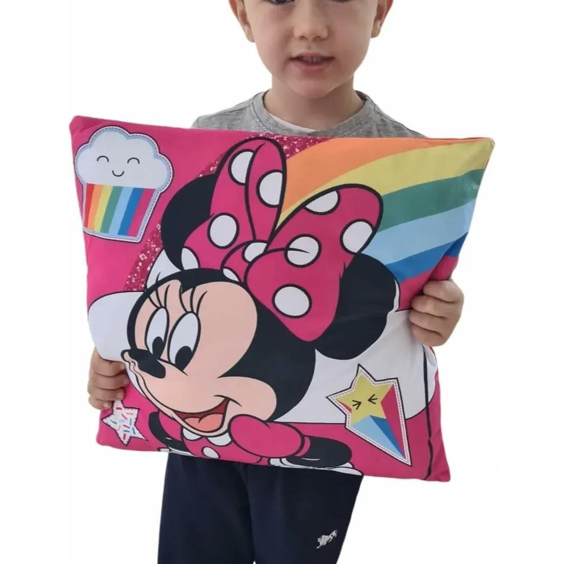 MINNIE MOUSE - Cuscino Ufficiale Arredo 40x40 cm morbido con imbottitura 100% poliestere per cameretta bambini e ragazzi