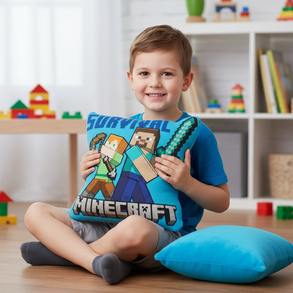 MINECRAFT - Cuscino 3D Shaped Sagomato Bambini in Poliestere con la Forma sagoma personaggio