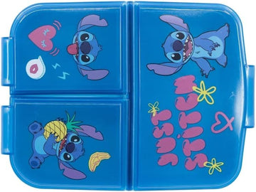 Porta Merenda Scuola con 3 scomparti Portamerenda in Plastica Bambini Pranzo Launch Box - BPA Free (Stitch)