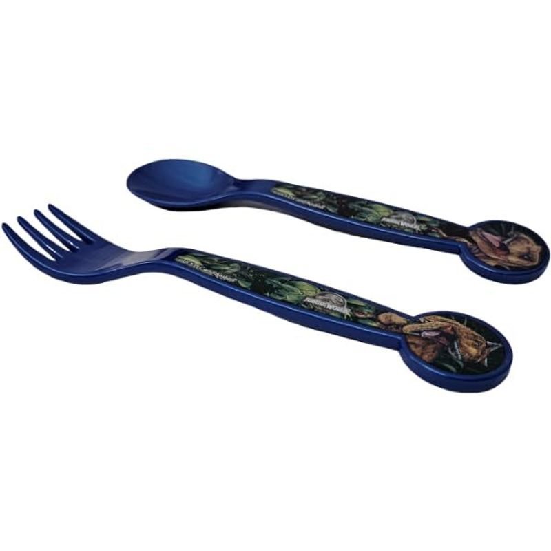 Set Posate  Bambini in Plastica Alimentare senza BPA - Forchetta e Cucchiaio Made in Spain ( JURASSIC WORLD)