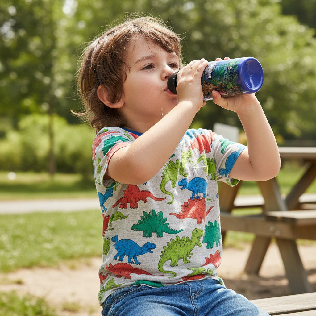 Borraccia Scuola Bottiglia Sport in Alluminio Bambini 400ml con Beccuccio Retraibile JURASSIC WORLD