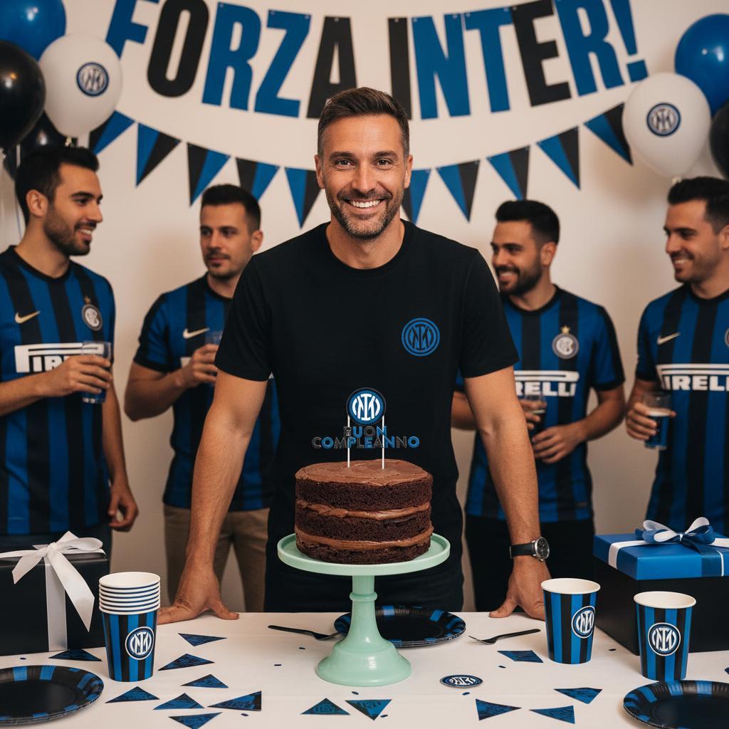 Decorazione Ufficiale Torta Topper Buon Compleanno 18x19 cm - INTER