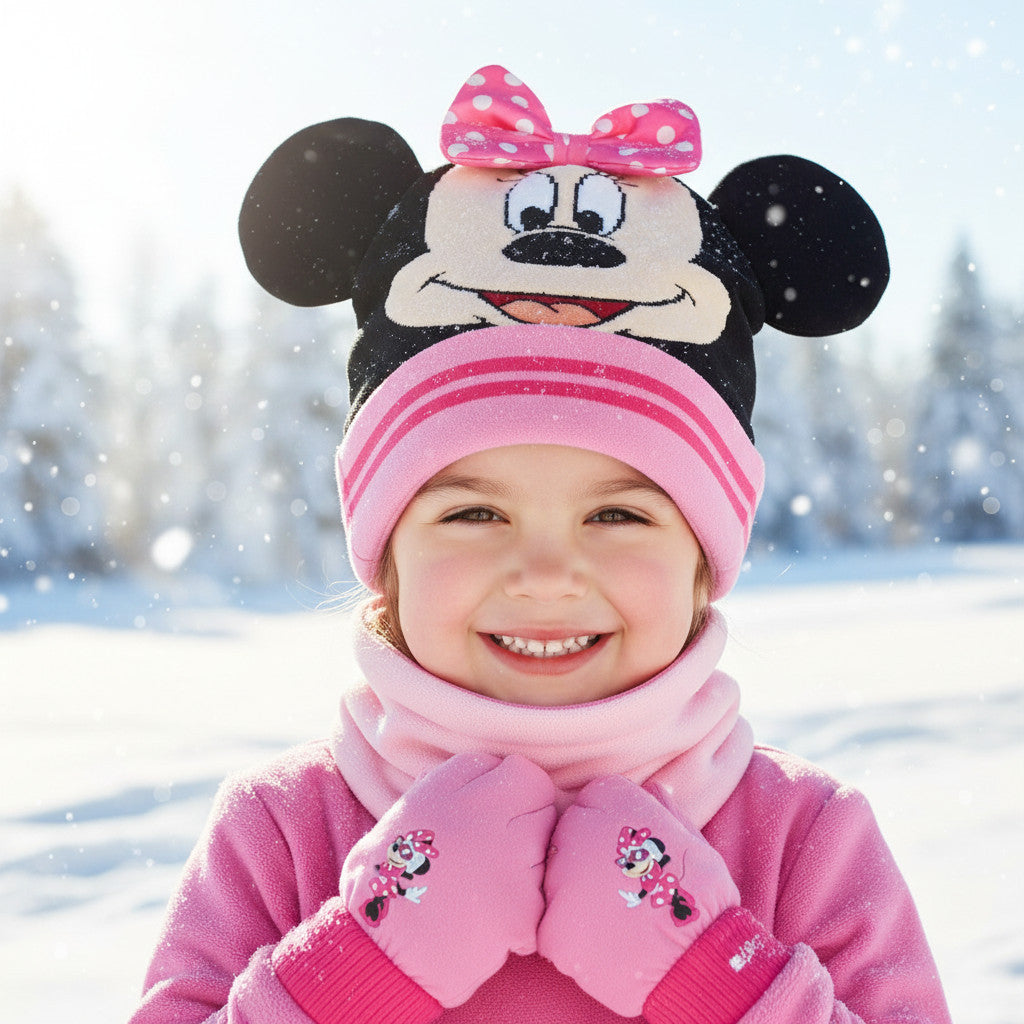 Set 3 Pezzi Minnie Mouse Cappello Scaldacollo Guanti Bambini Taglia Unica 3