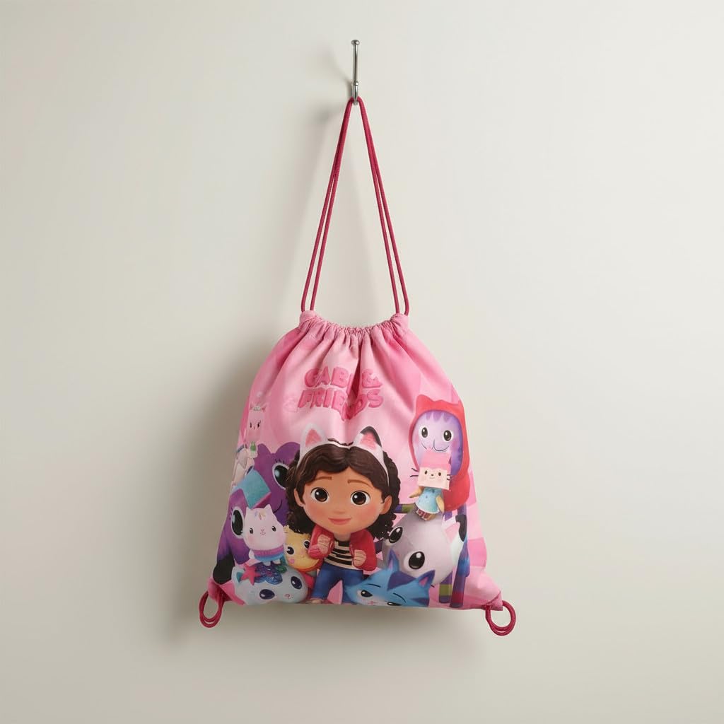 Sacca Sportiva con manici e tasca per Bambino, Borsa Coulisse Zaino per Asilo, Palestra, Piscina, Viaggio, Portascarpe GABBY