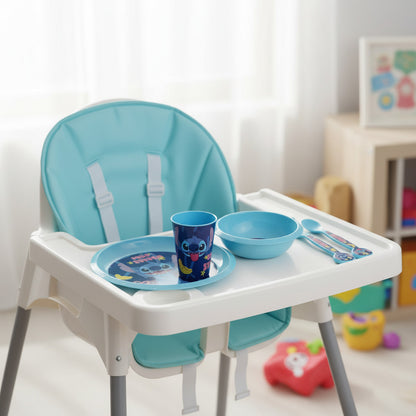 Set di stoviglie riutilizzabile per bambini bicolore – Set composto da 5 pezzi: Piatto, ciotola, bicchieri e posate per bambini e bebé