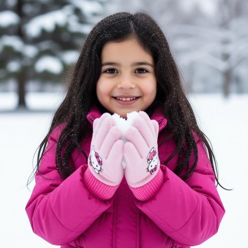 Guanti Hello Kitty Bambini Invernali Taglia Unica Rosa 4