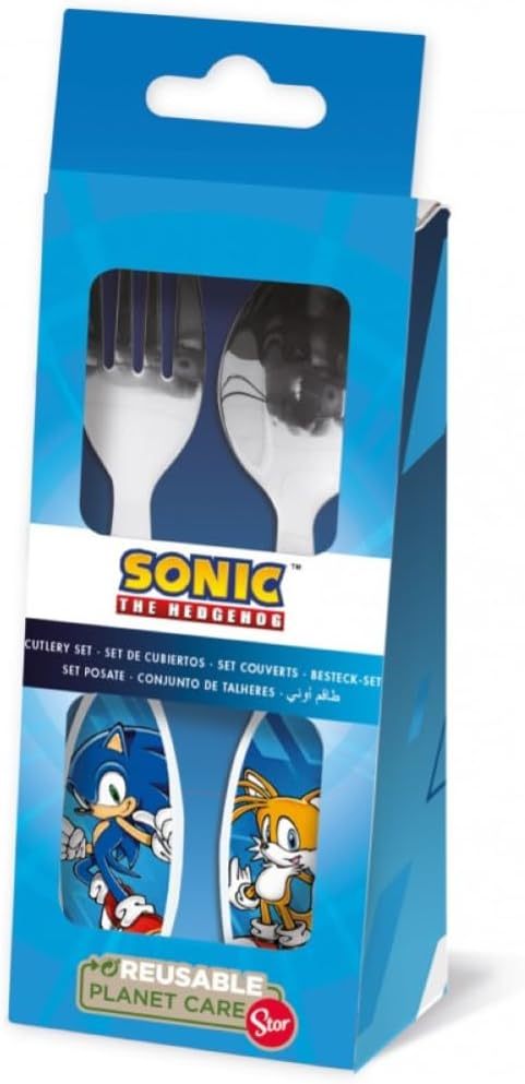 SONIC - Set Posate per Bambini in Acciaio Inossidabile - Forchetta e Cucchiaio