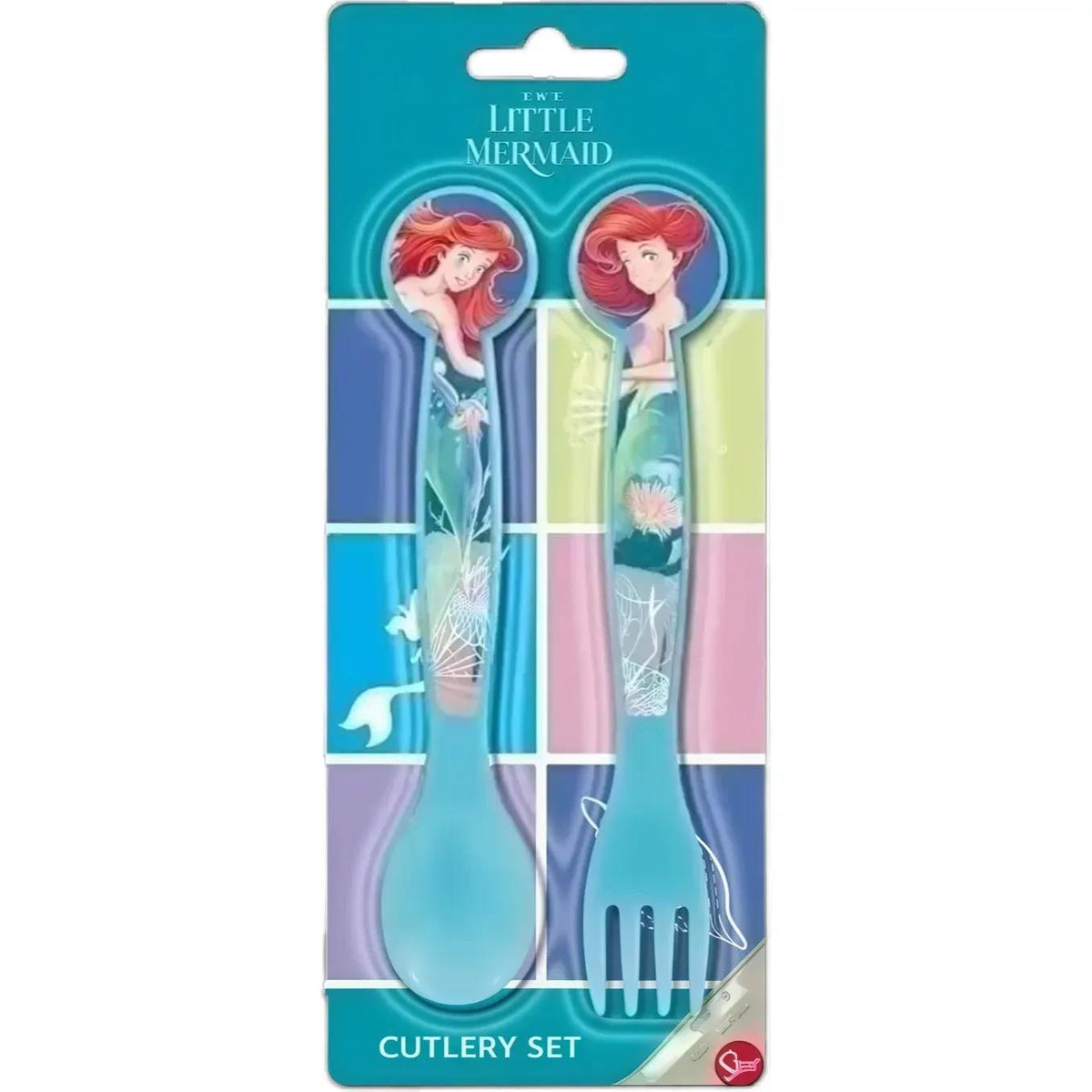 Set Posate per Bambini in Plastica Alimentare - Forchetta e Cucchiaio Made in Spain ARIEL Sirenetta