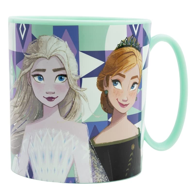 Tazza Bicchiere in plastica 350ml per Microonde con manico Bambini colazione (Elsa)