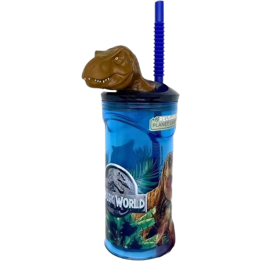 Bicchiere 360ml con Cannuccia e Personaggio 3D Bambini BPA Free - Jurassic World
