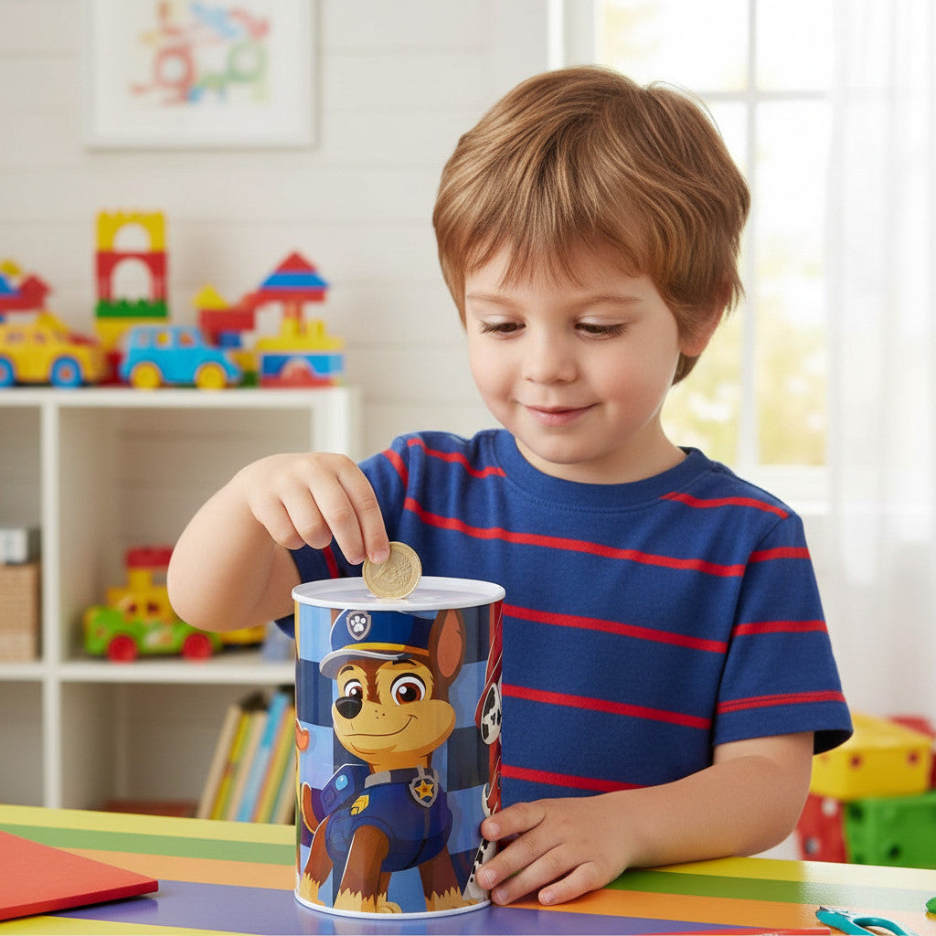 PAW PATROL - Portamonete per bambini in metallo cilindrico Regalo Ragazzi Cuccioli