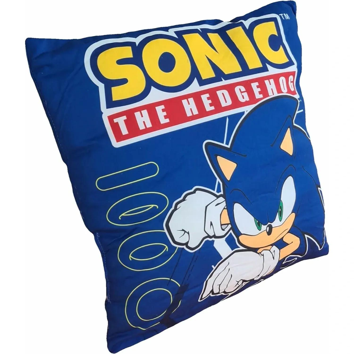 SONIC - Cuscino Ufficiale Arredo 40x40 cm morbido con imbottitura 100% poliestere per cameretta bambini e ragazzi