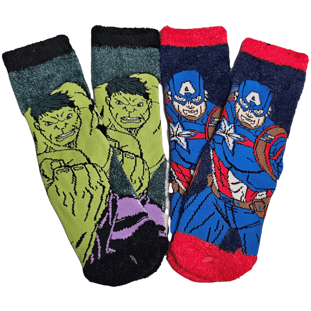 2 paia Calzini HULK Antiscivolo Ufficiali Calze Bambini Bimbi Avengers