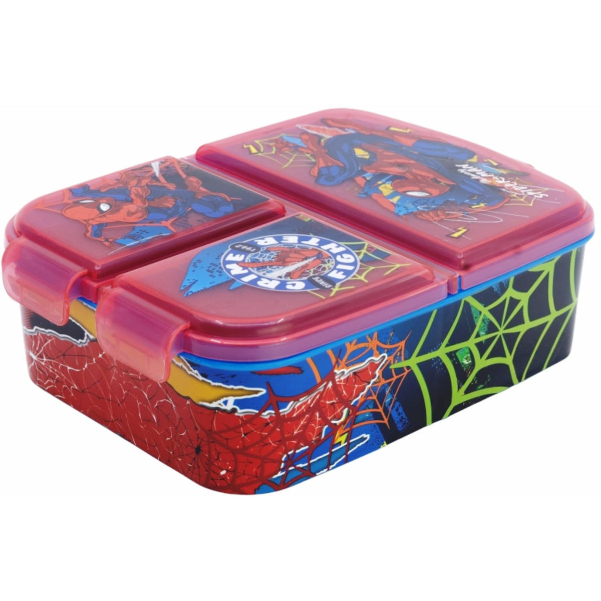 Porta Merenda Scuola con 3 scomparti Portamerenda in Plastica Bambini Pranzo Launch Box - BPA Free  Spiderman