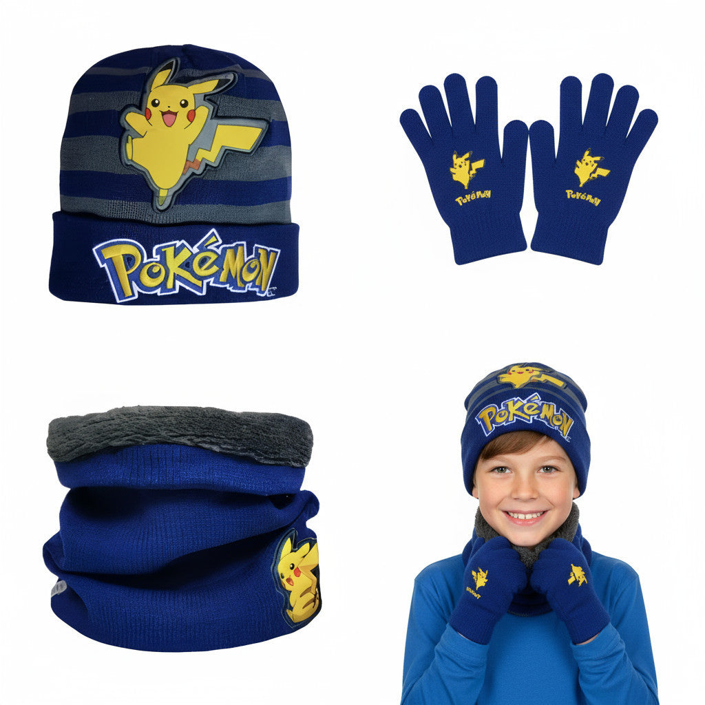 Set 3 pezzi con Cappello Invernale, Scaldacollo Sciarpa e Guanti per Bambini - Taglia Unica - Morbidi e Caldi bimbo