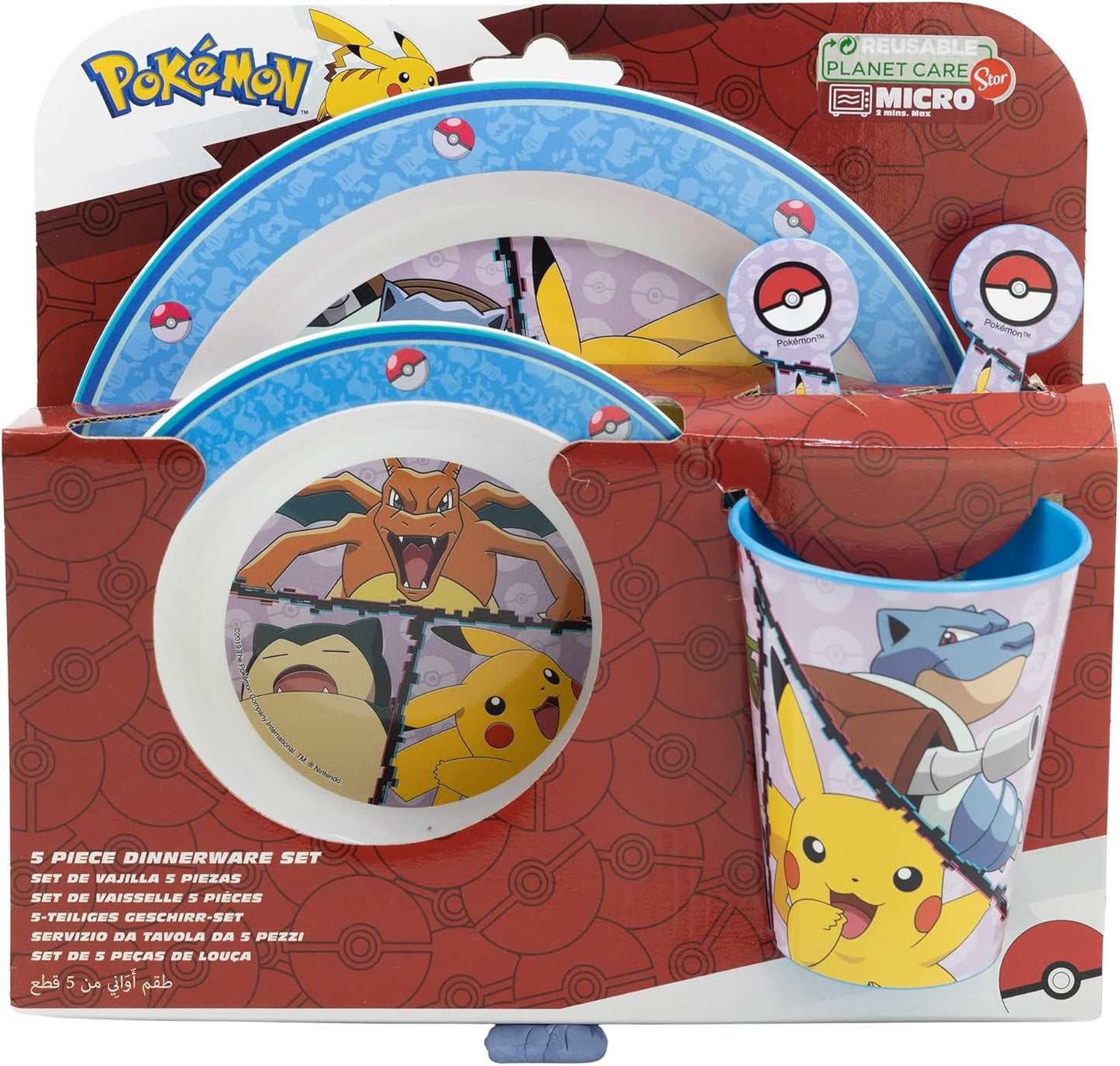 Set di stoviglie Pokemon bambini - set di 5 pezzi - piatto - ciotola - vetro - forchetta - cucchiaio - Pokémon