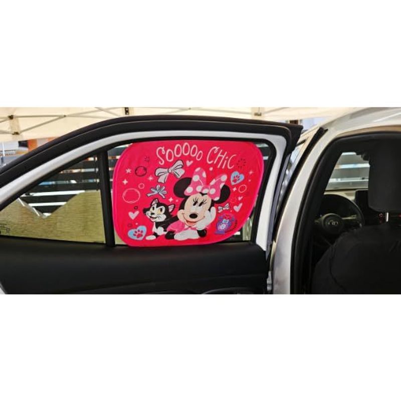Coppia di Tendine Laterali Parasole Auto Bambini con Ventose (MINNIE MOUSE Topolina)