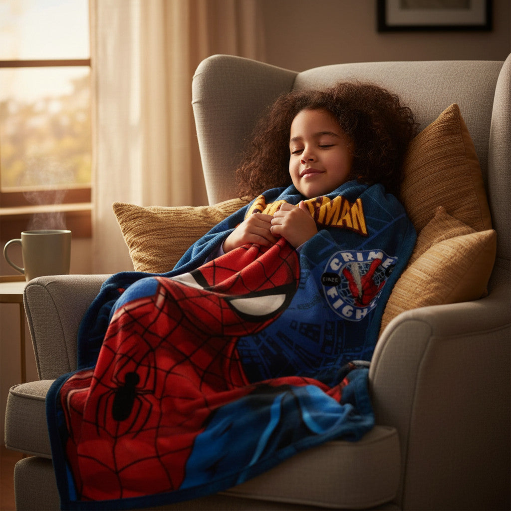 Coperta Plaid Morbida e Calda 100x140cm  Bambini Pile con stampa (SPIDERMAN)