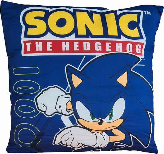 SONIC - Cuscino Ufficiale Arredo 40x40 cm morbido con imbottitura 100% poliestere per cameretta bambini e ragazzi