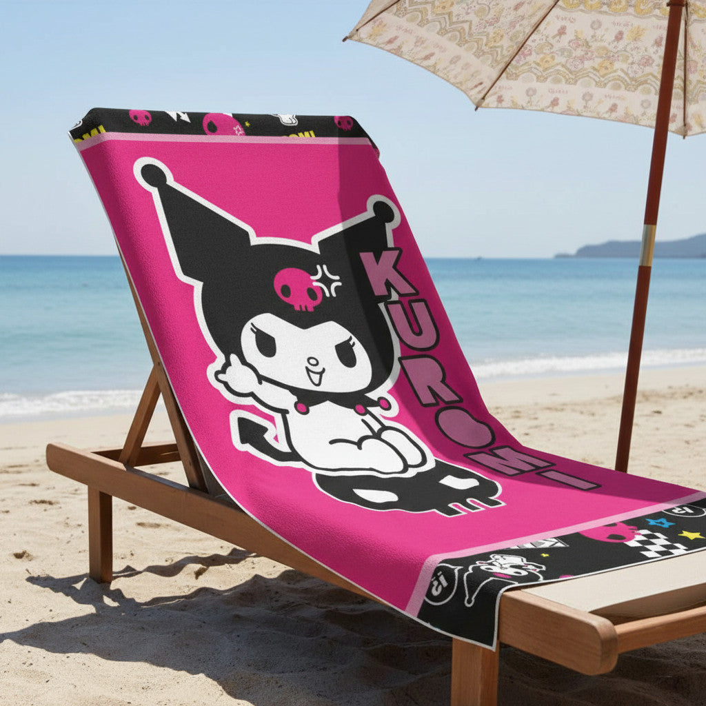 KUROMI - Telo Mare Asciugamano da spiaggia e piscina in microfibra CM. 140X70 asciugatura rapida, morbido