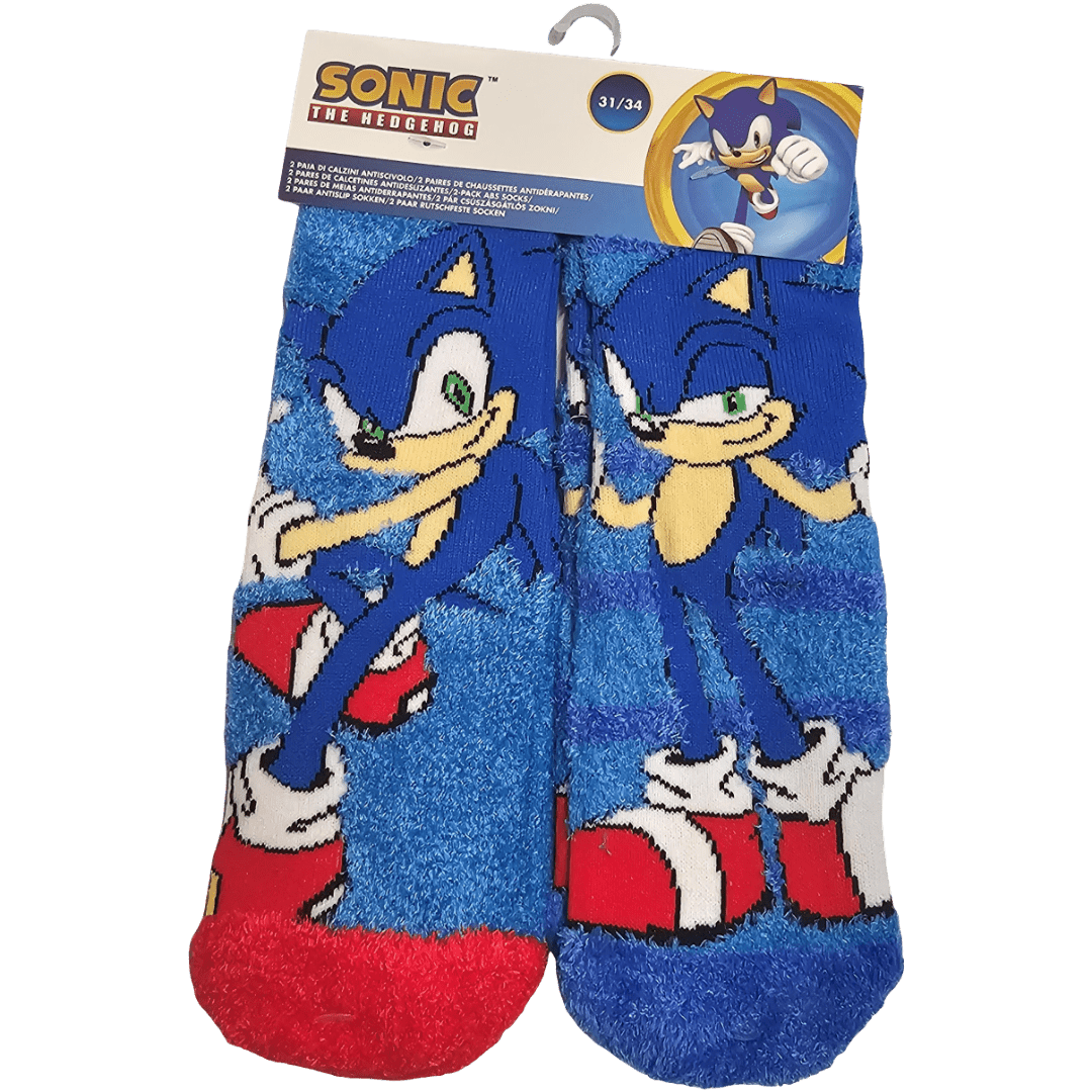 2 Paia Calzini Antiscivolo Ufficiali per Bambini SONIC