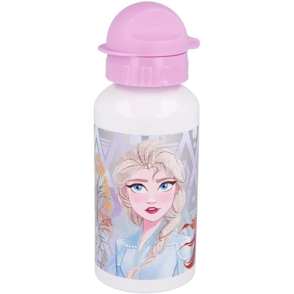 Borraccia Scuola Bottiglia Sport in Alluminio Bambini 400ml con Beccuccio Retraibile (Frozen)